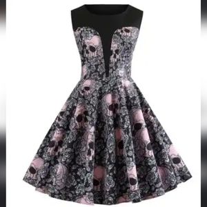 Pink and Grey Skull Dress sz XXL